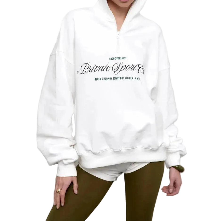 Dames Oversized Sweatshirt met Halve Rits 0