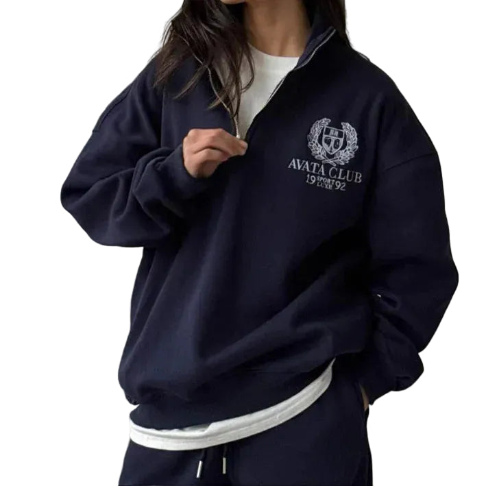 Dames Oversized Sweatshirt met Halve Rits 1