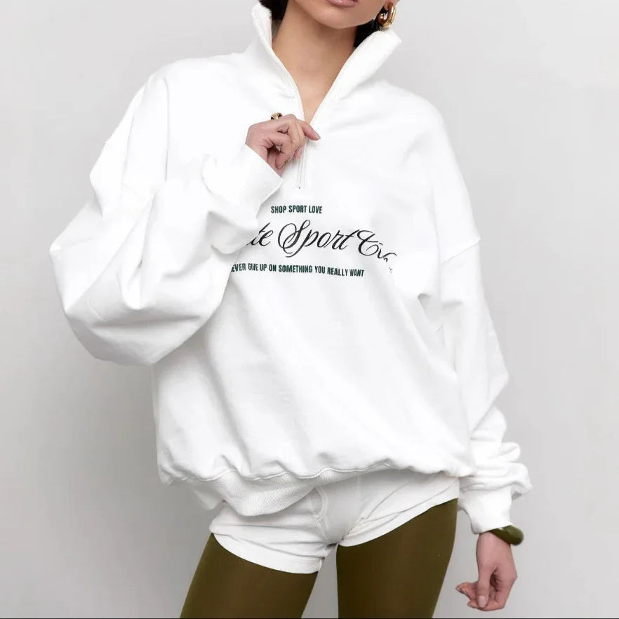 Dames Oversized Sweatshirt met Halve Rits 2