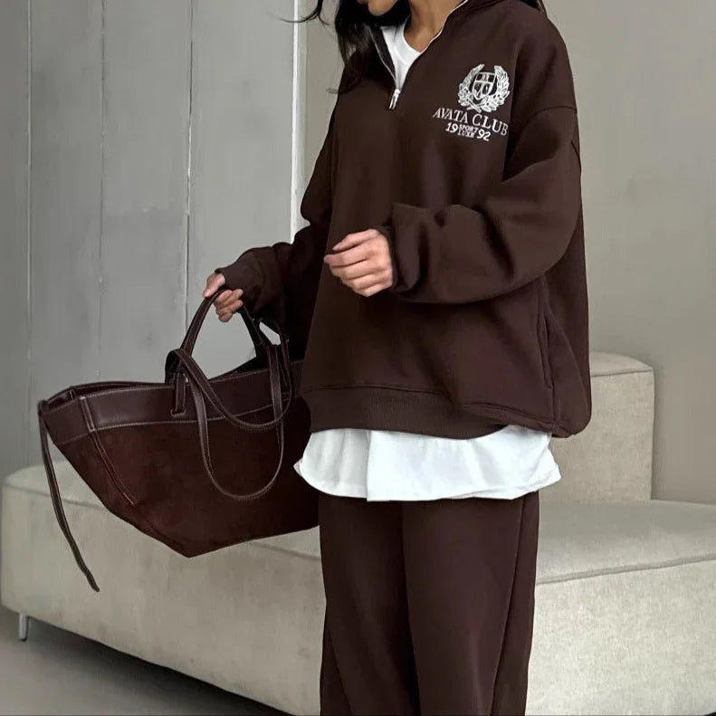 Dames Oversized Sweatshirt met Halve Rits 3