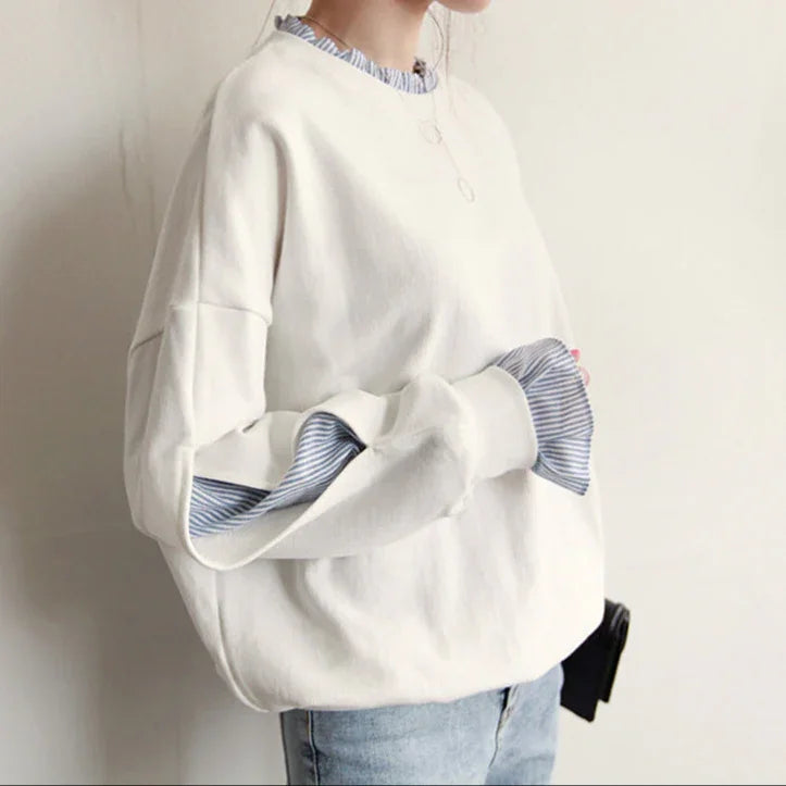 Dames Oversized Sweatshirt met Ruches en Gelaagde Manchetten 1