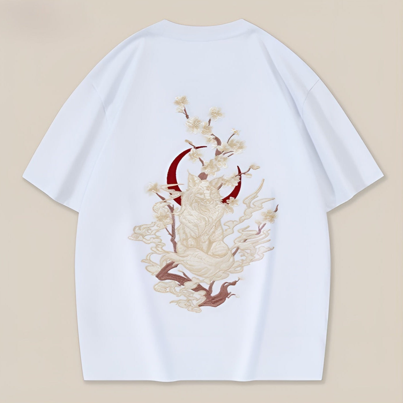 Dames Oversized T-shirt met Sakura Borduurwerk Casual 0