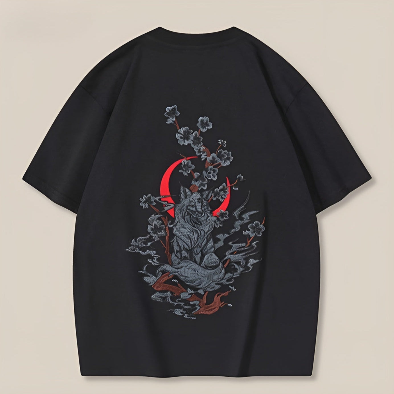 Dames Oversized T-shirt met Sakura Borduurwerk Casual 2