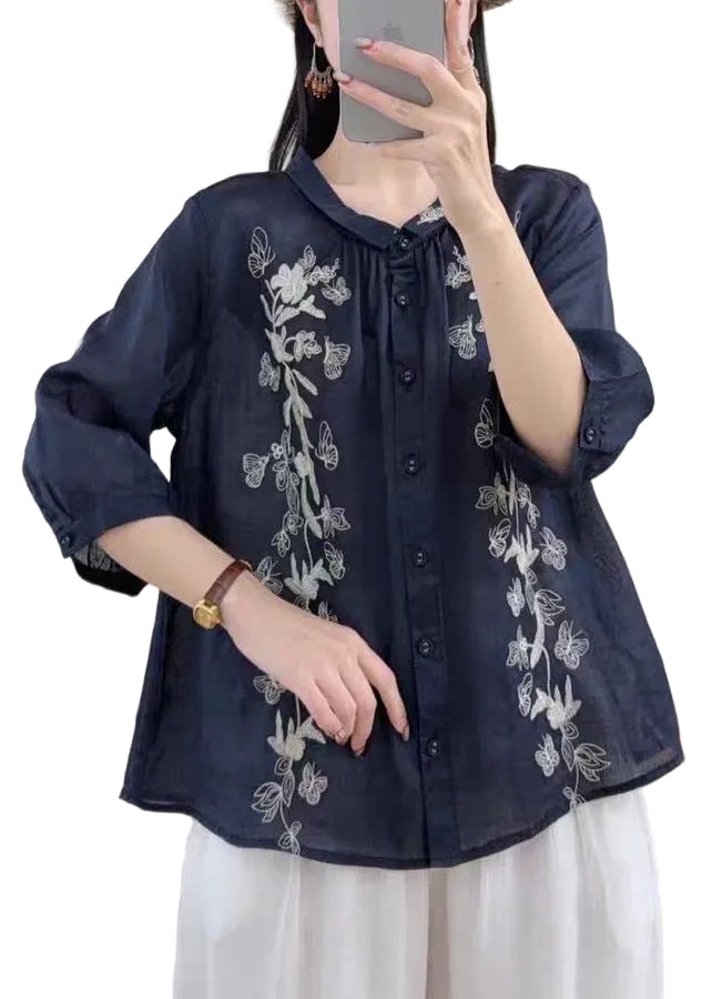 Dames Oversized T Shirt Met Vlindermouwen Marineblauw 0