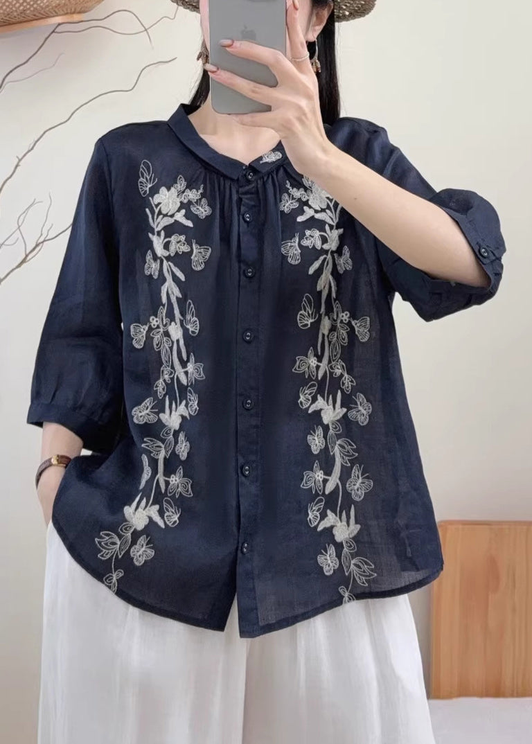 Dames Oversized T Shirt Met Vlindermouwen Marineblauw 2