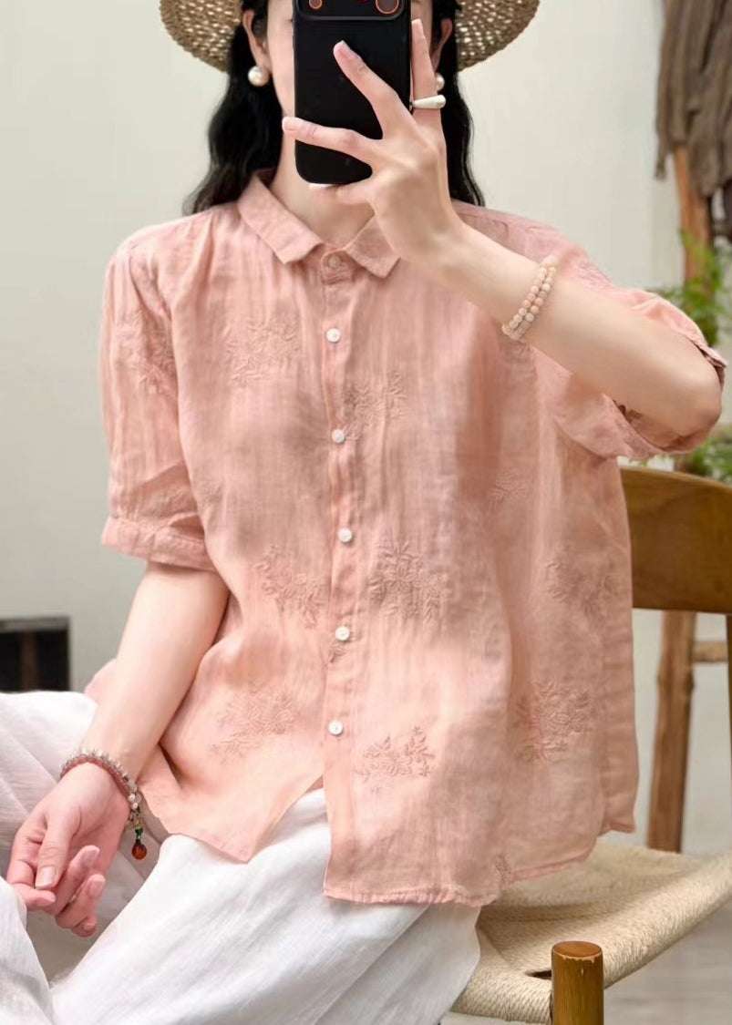 Dames Oversized Top Geborduurd voor Casual Zomerse Stijl 0