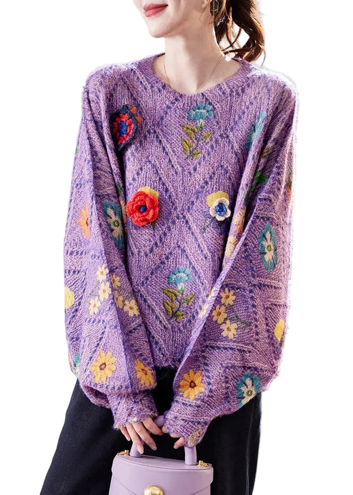 Dames Oversized Trui Bloemenprint Herfststijl 0