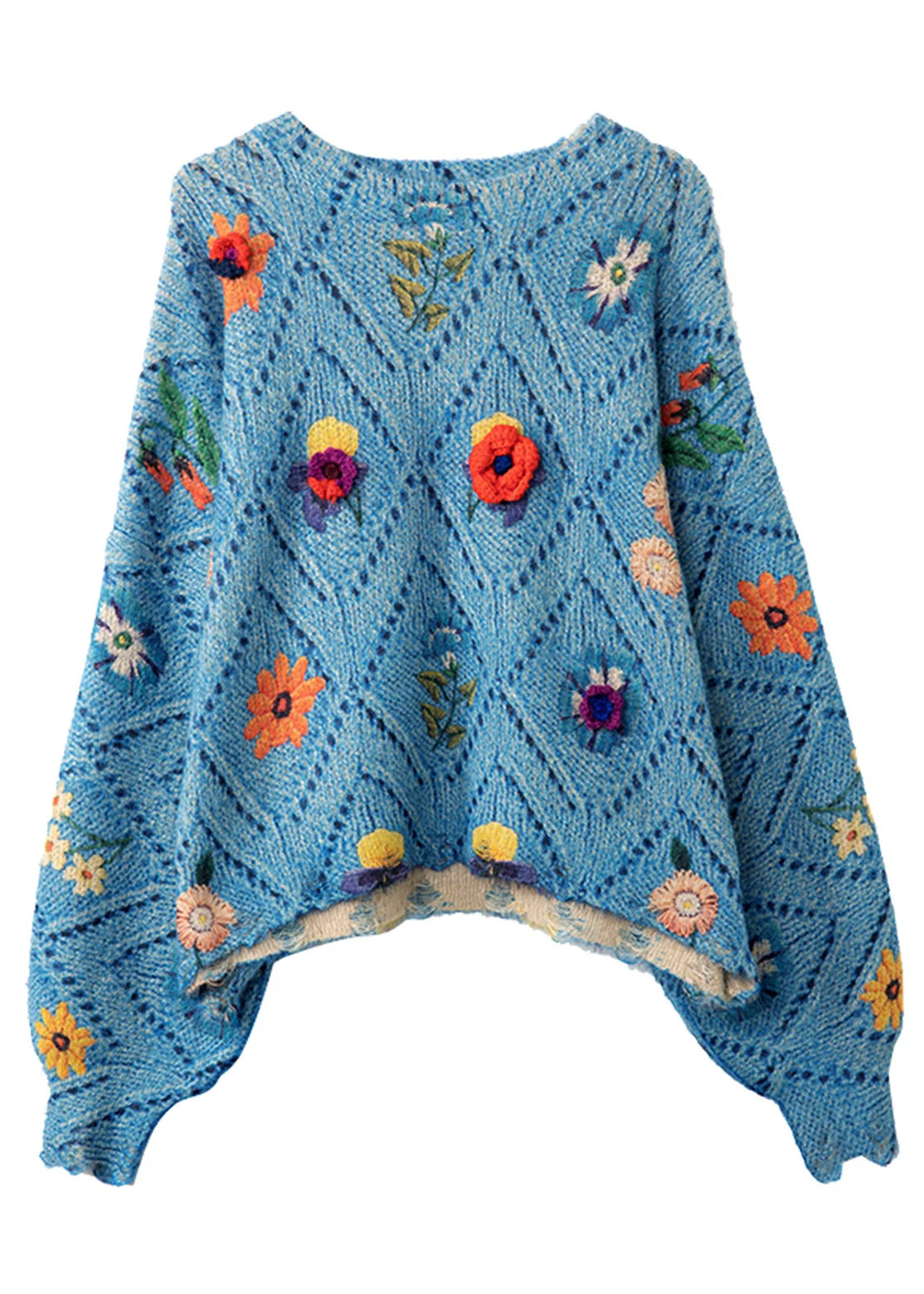 Dames Oversized Trui Gebreid Bloemenprint Herfststijl 4