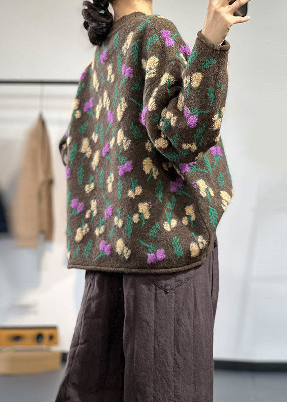 Dames Oversized Trui Met O-hals Jacquard Stijl 4