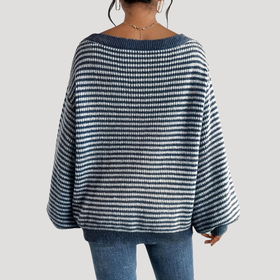 Dames Oversized Trui met Strepen voor Casual Stijl 7