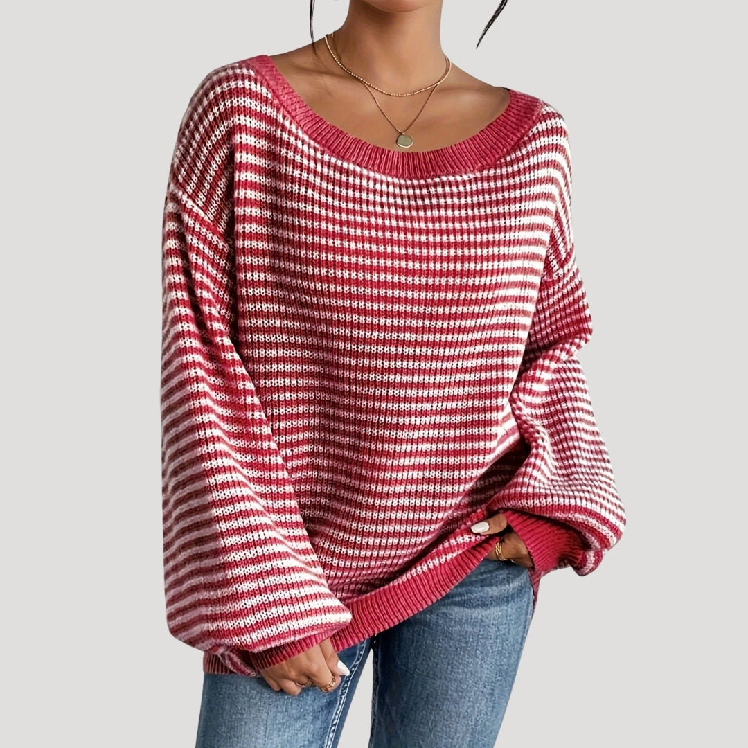 Dames Oversized Trui met Strepen voor Casual Stijl 9