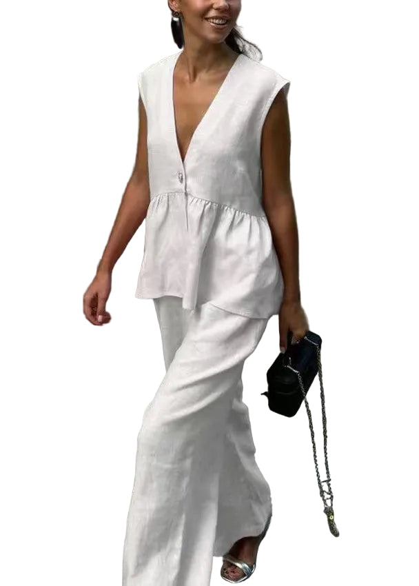 Dames Oversized Tweedelige Set met V-hals 0
