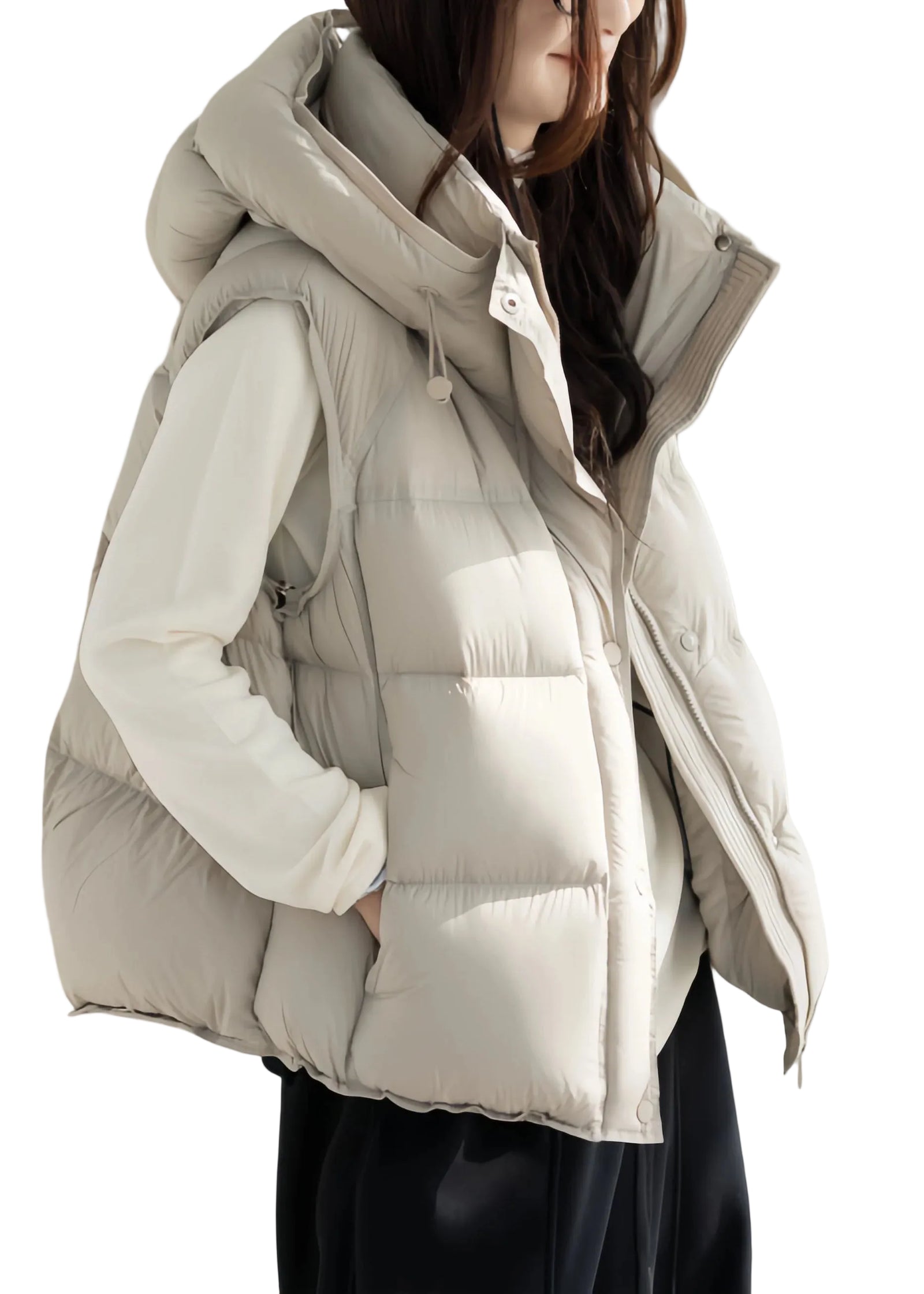 Dames Oversized Vest Met Capuchon Comfortabel Model 0