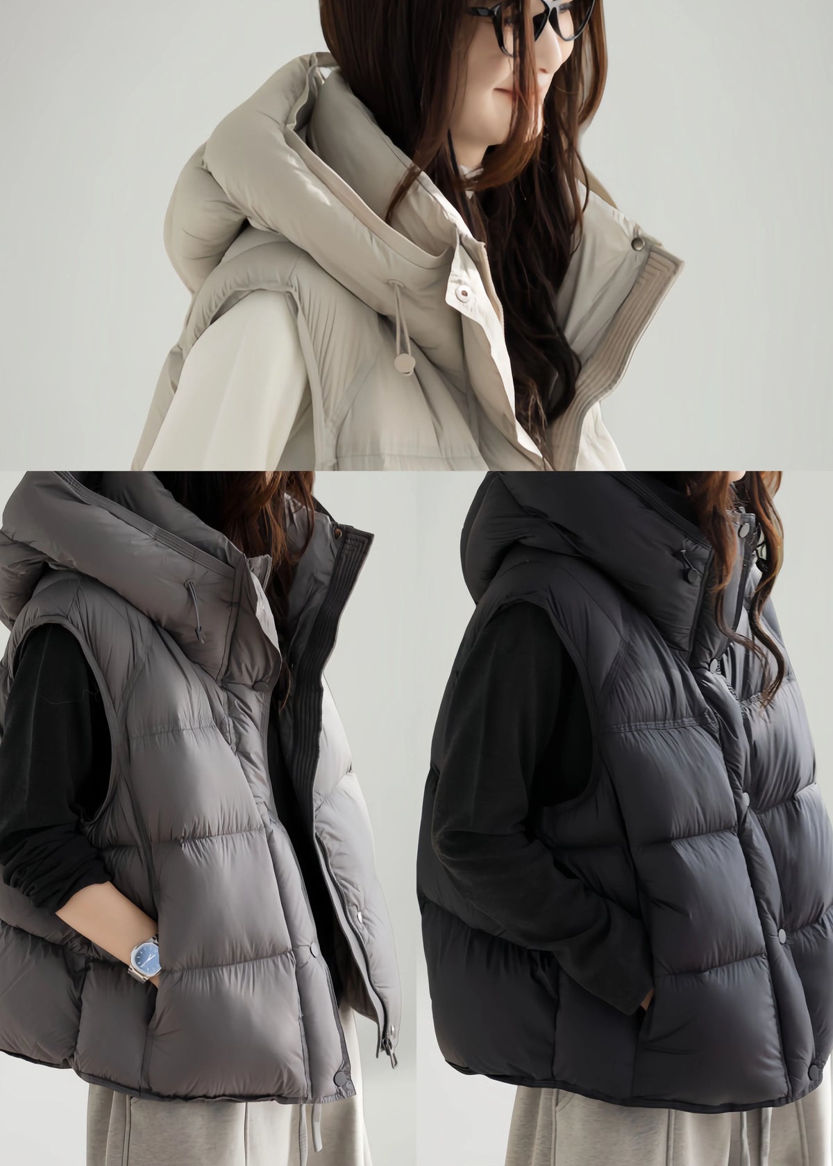 Dames Oversized Vest Met Capuchon Comfortabel Model 4