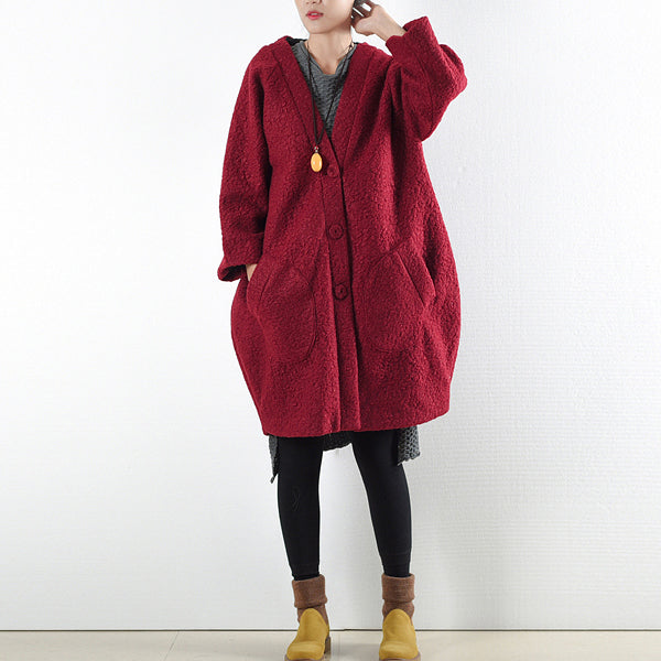 Dames Oversized Winterjas Wollook Origineel Ontwerp 1
