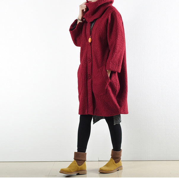 Dames Oversized Winterjas Wollook Origineel Ontwerp 2