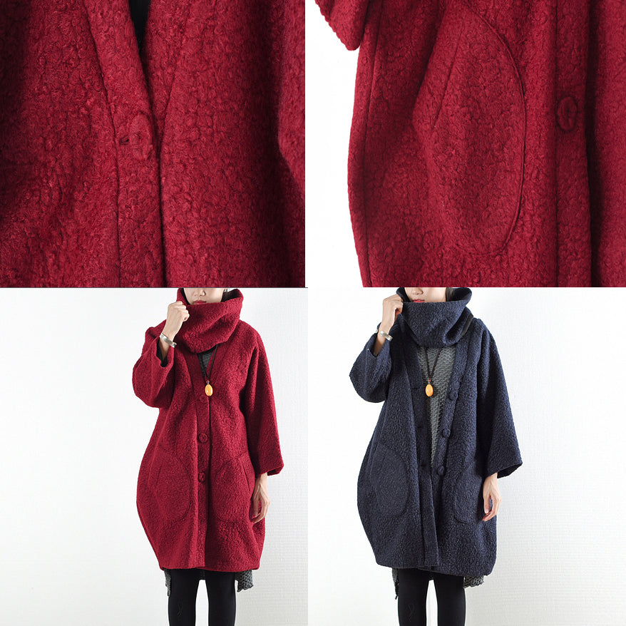 Dames Oversized Winterjas Wollook Origineel Ontwerp 4