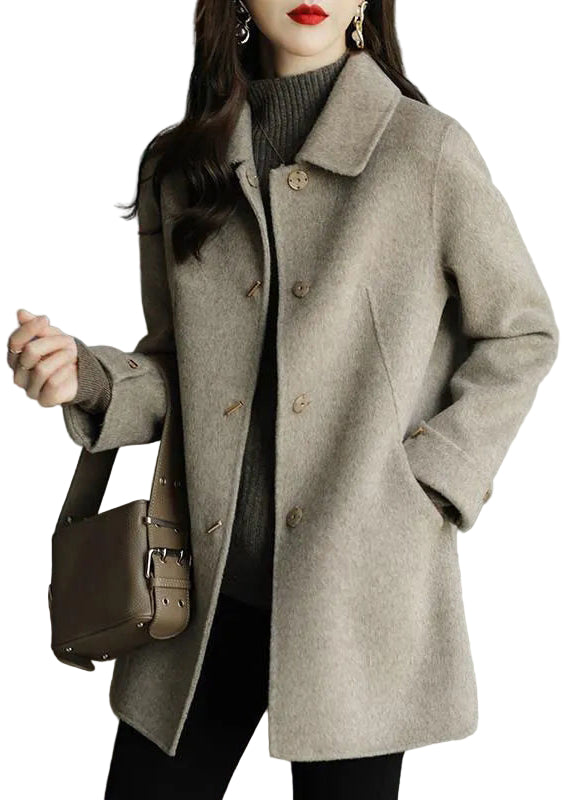 Dames Oversized Wollen Jas met Knopen 0