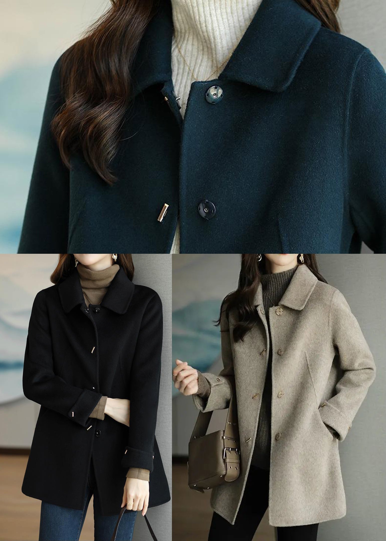 Dames Oversized Wollen Jas met Knopen 4