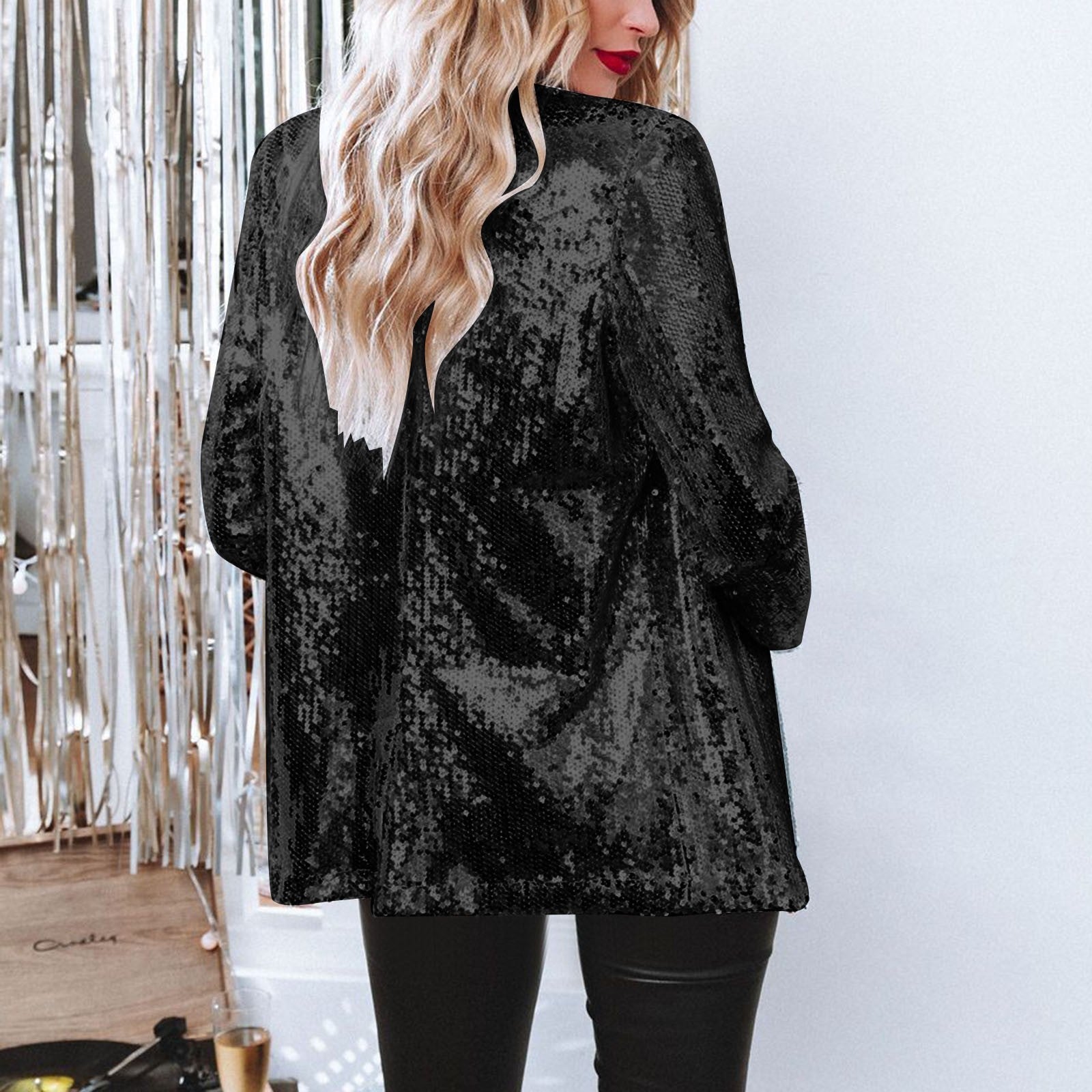 Dames Pailletten Blazer Stijlvol en Veelzijdig 1