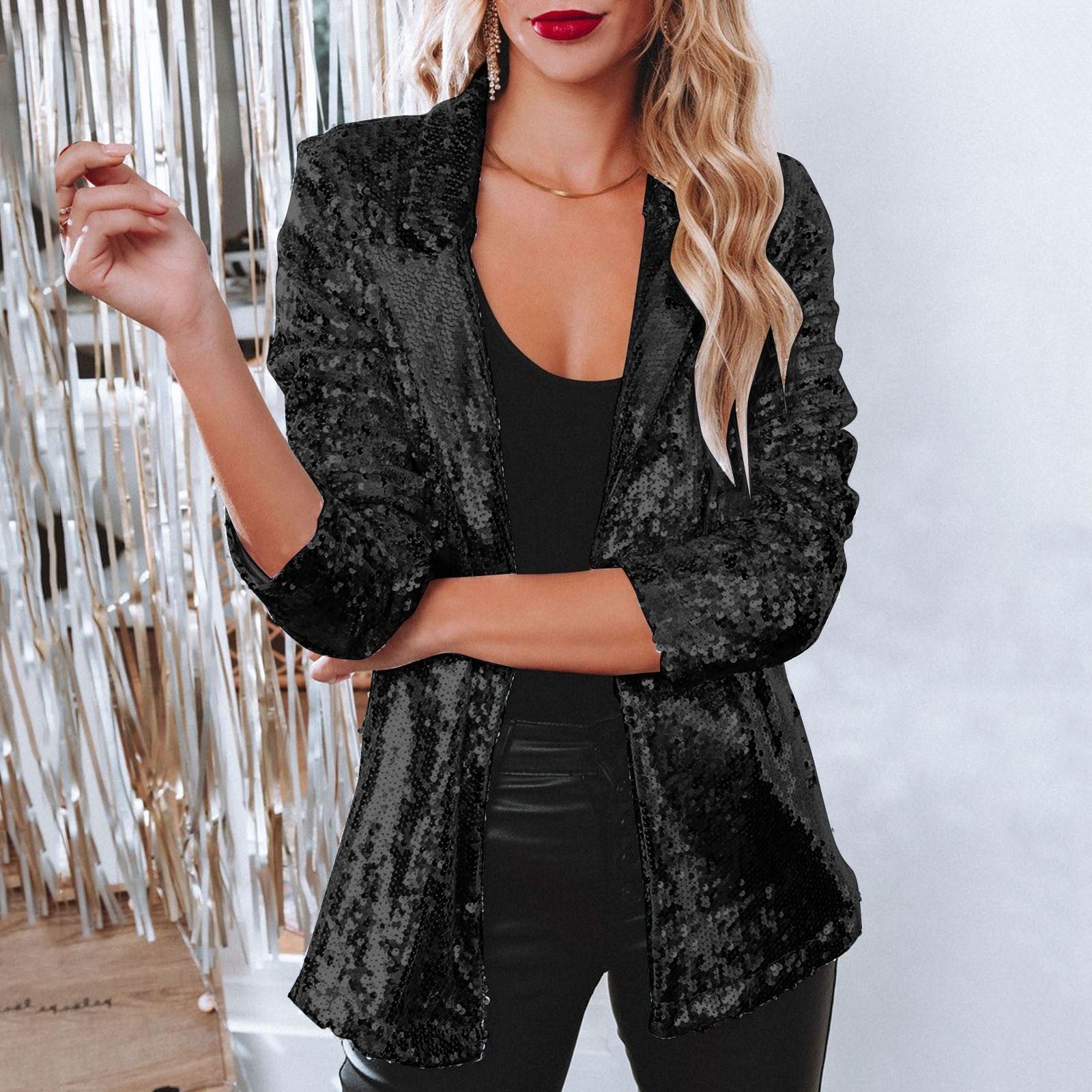 Dames Pailletten Blazer Stijlvol en Veelzijdig 5