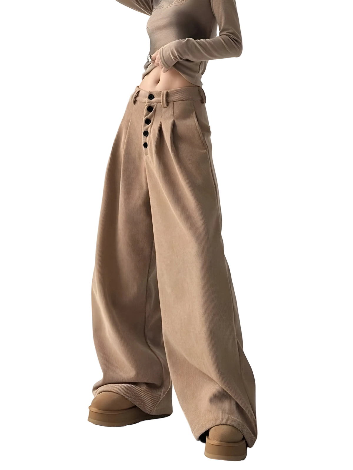 Dames Palazzo Broek met Hoge Taille en Plooien 0