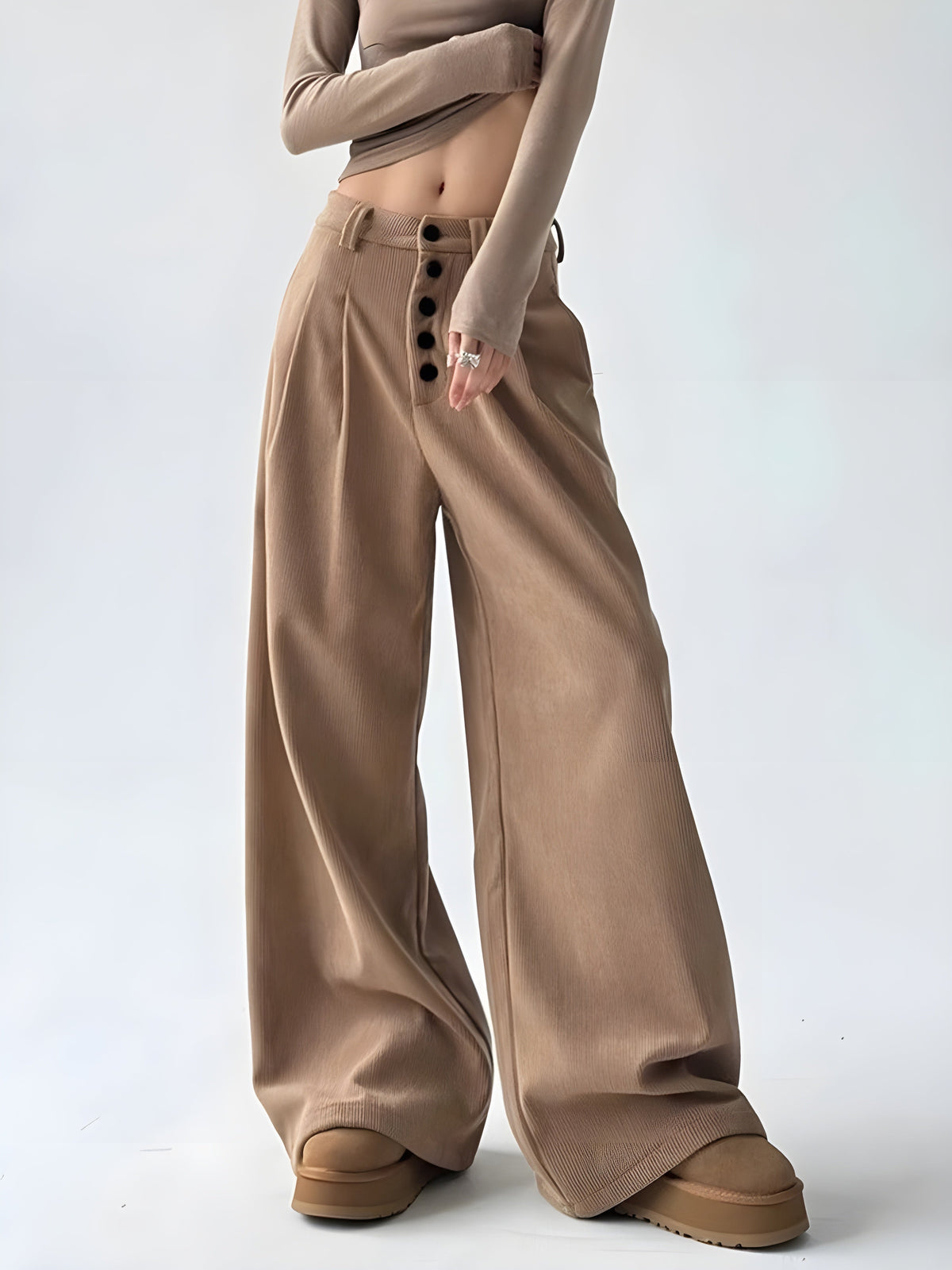 Dames Palazzo Broek met Hoge Taille en Plooien 1