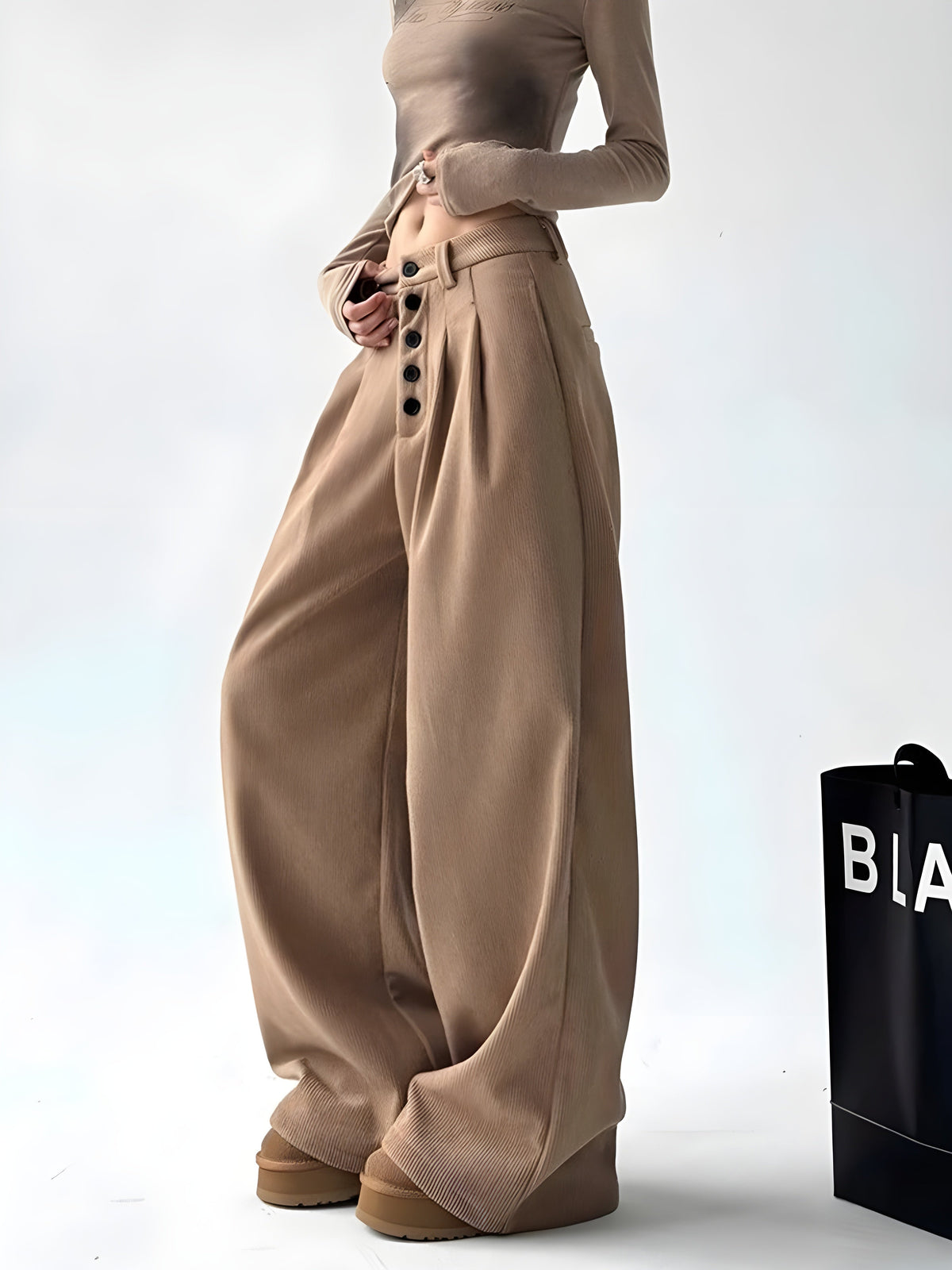 Dames Palazzo Broek met Hoge Taille en Plooien 2