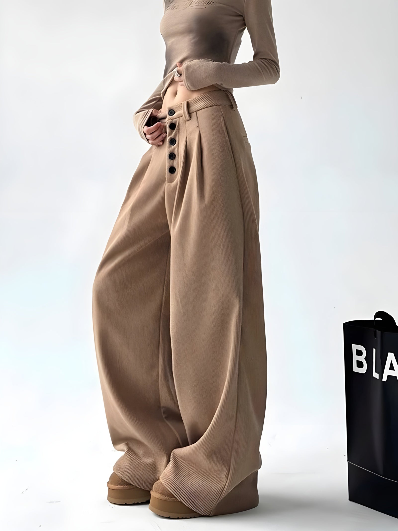 Dames Palazzo Broek met Hoge Taille en Plooien 2