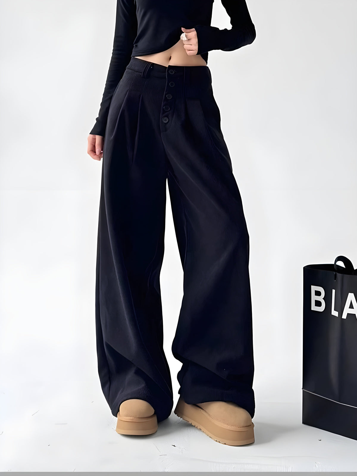 Dames Palazzo Broek met Hoge Taille en Plooien 6