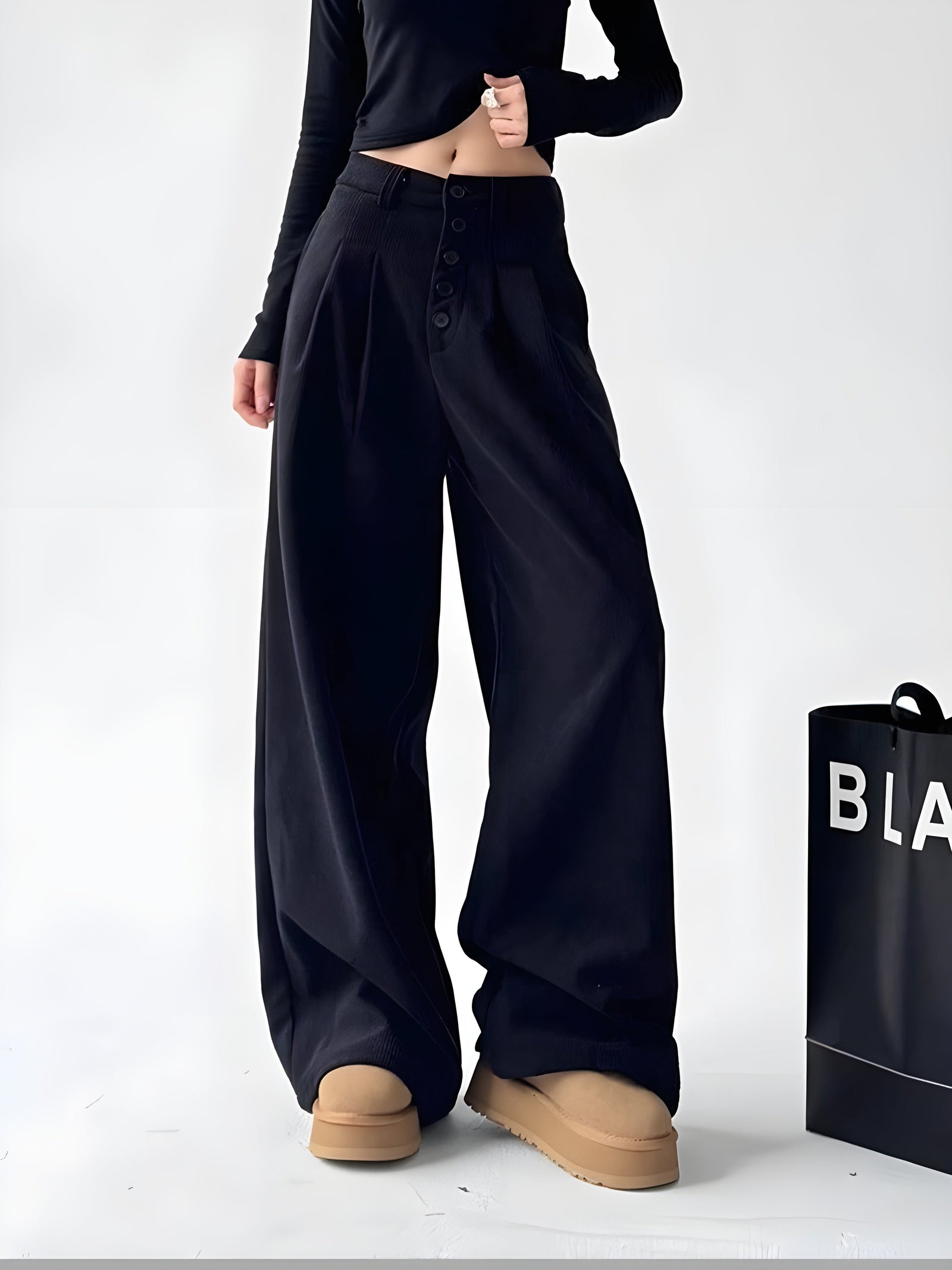 Dames Palazzo Broek met Hoge Taille en Plooien 6