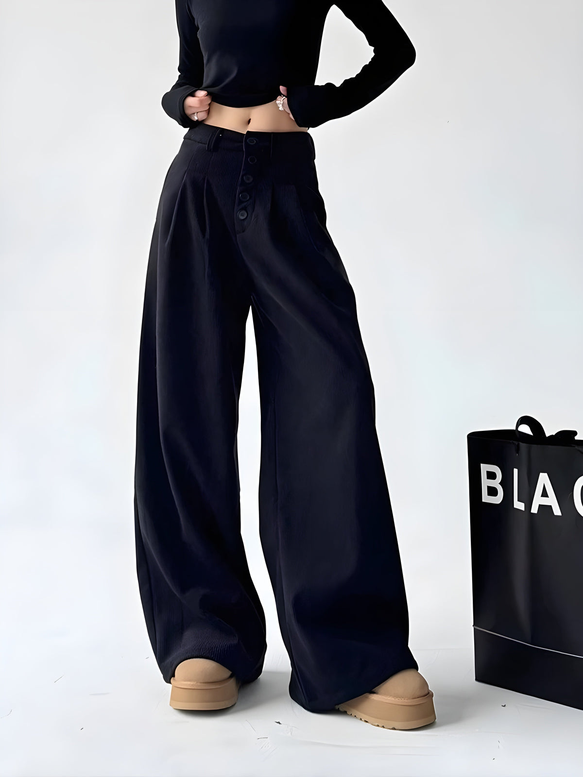 Dames Palazzo Broek met Hoge Taille en Plooien 8