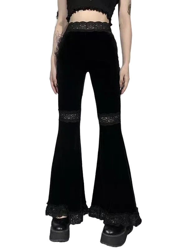 Dames Pantalon Hoge Taille Patchwork Met Kant Accenten 0