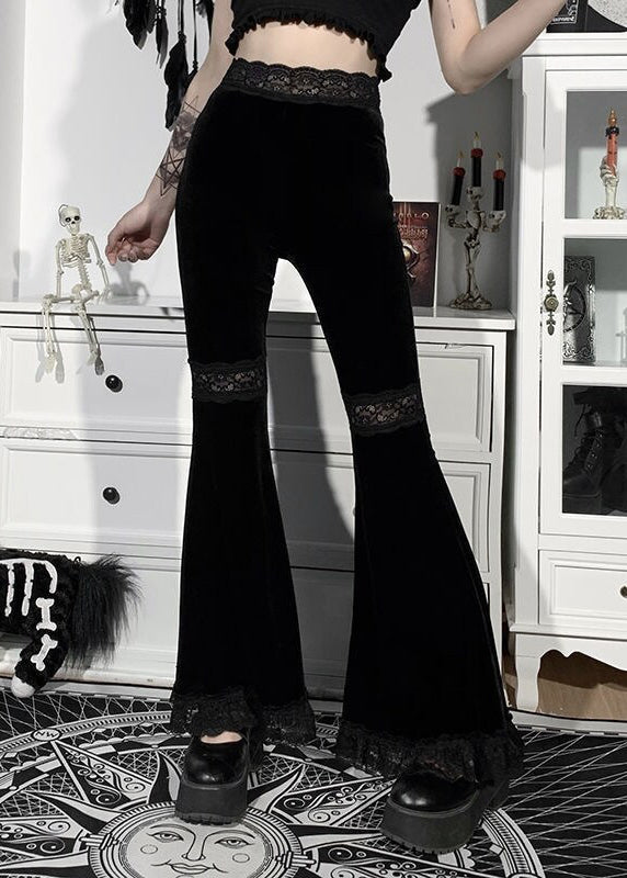 Dames Pantalon Hoge Taille Patchwork Met Kant Accenten 2