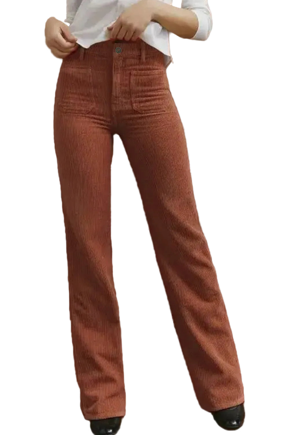 Dames Pantalon Hoge Taille met Vierkante Zakken 0