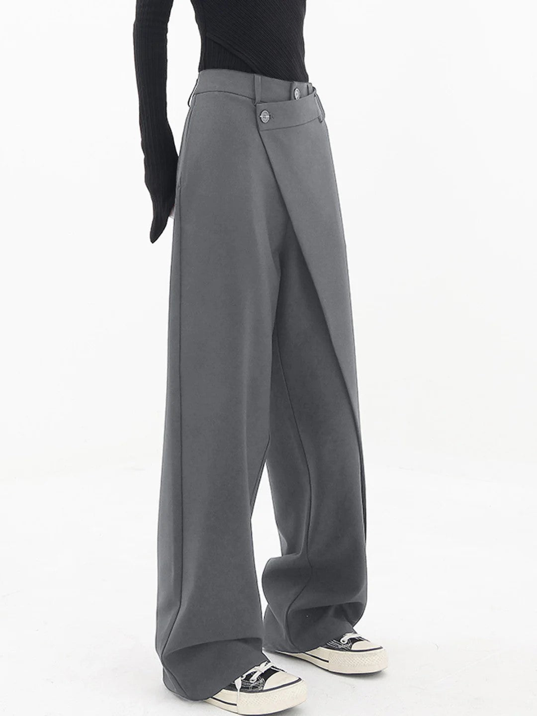 Dames Pantalon Moderne Fit Asymmetrische Tailleband Zacht Ademend Materiaal 6
