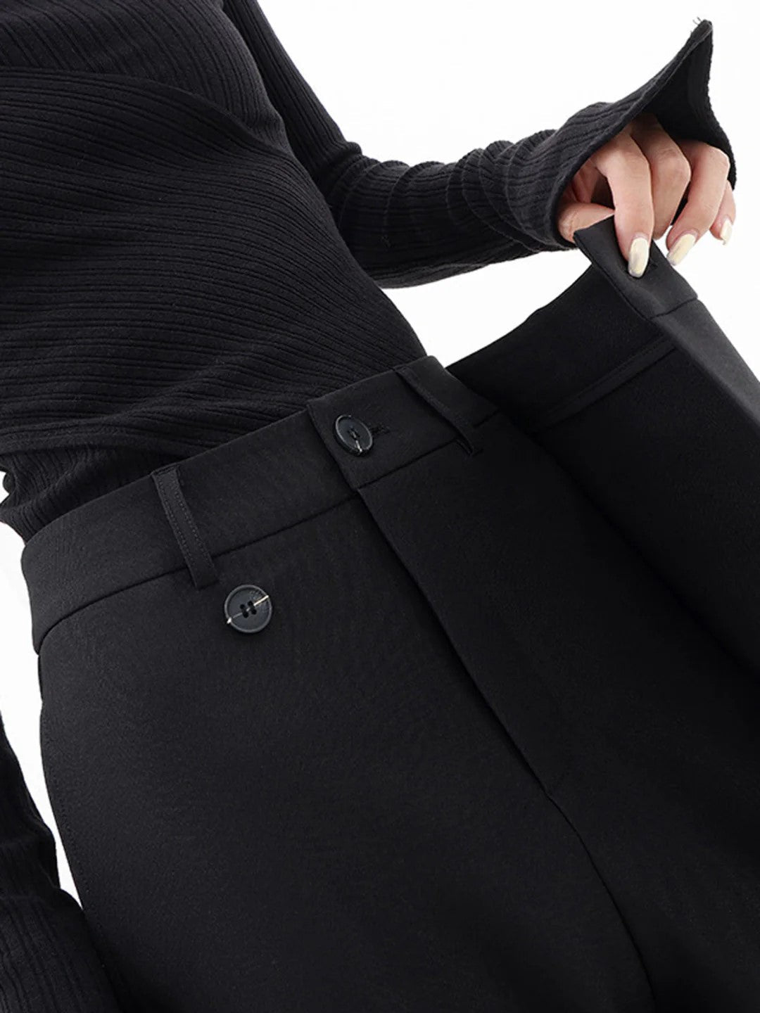 Dames Pantalon Moderne Fit Asymmetrische Tailleband Zacht Ademend Materiaal 7