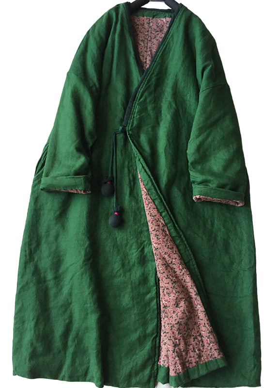 Dames Parka Lange Jas met V-Hals en Knopen 0