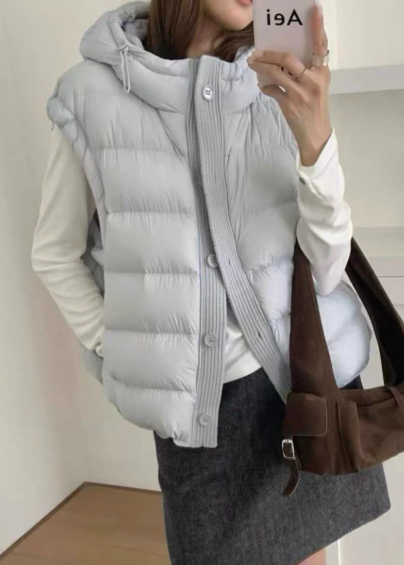 Dames Parka Met Capuchon Lichtblauw Casual Stijl 0