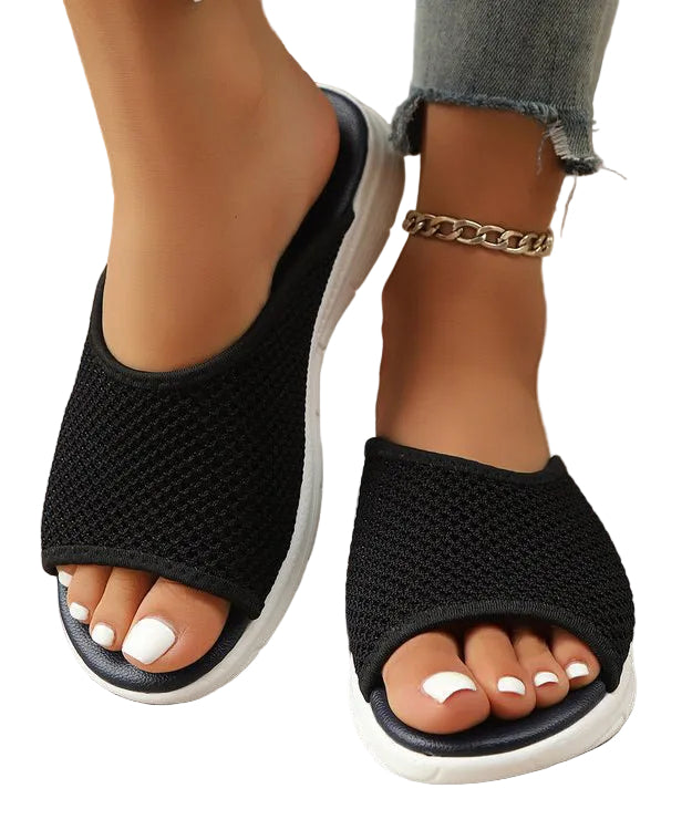 Dames Peep-Toe Slipsandalen Mesh 0