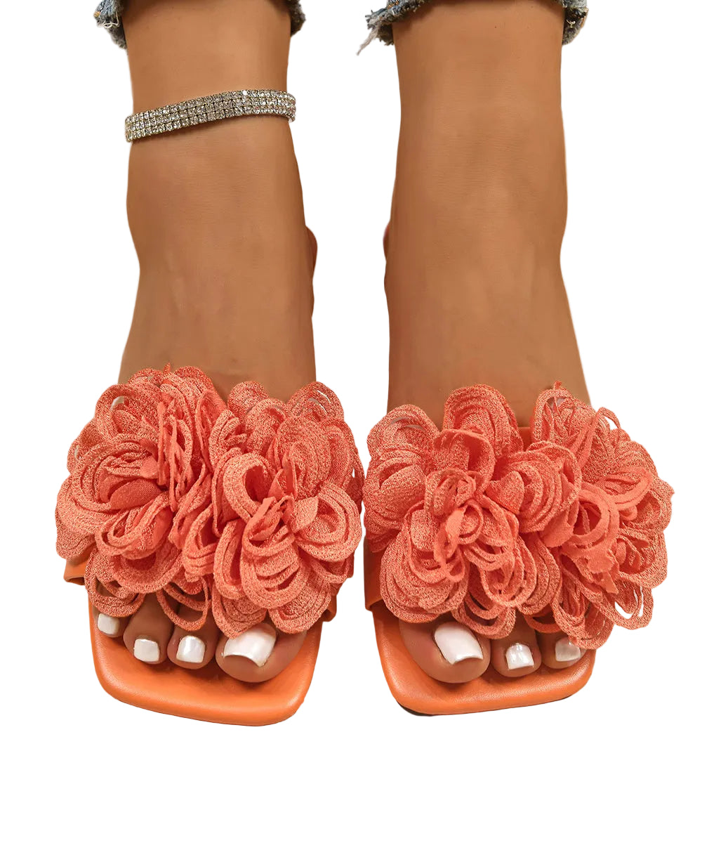 Dames Peep Toe Slide Sandalen met Bloemenprint 1