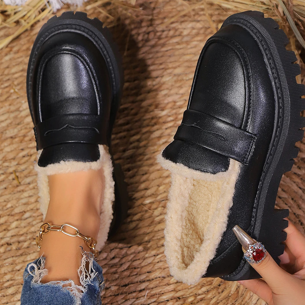 Dames Platformloafer met Sherpavoering 1