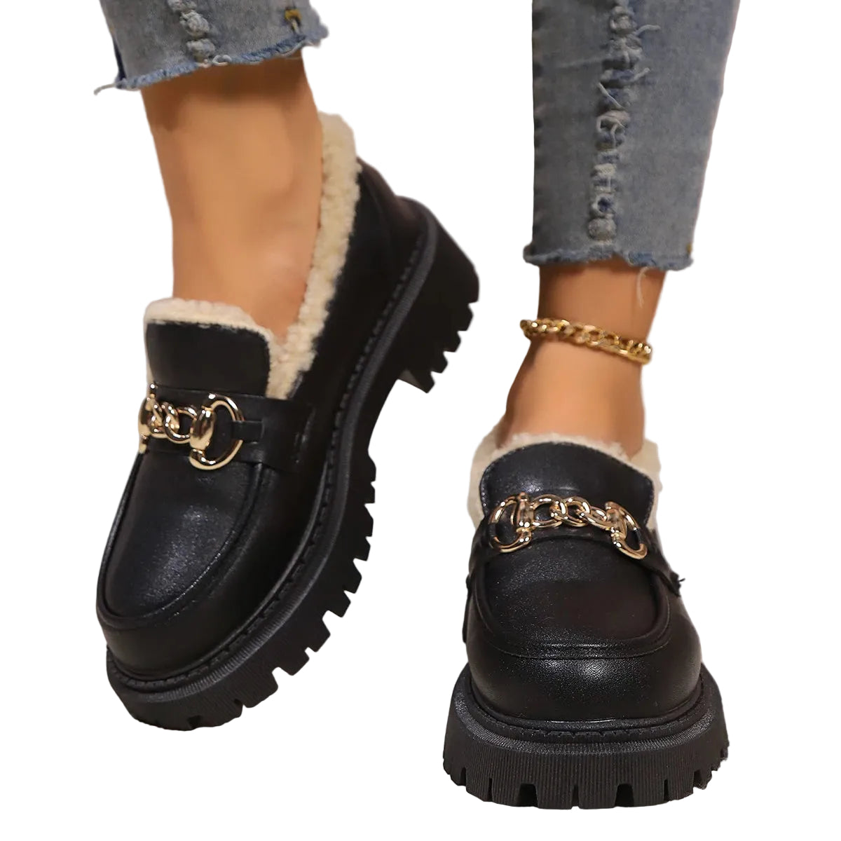 Dames Platformloafer met Sherpavoering 4
