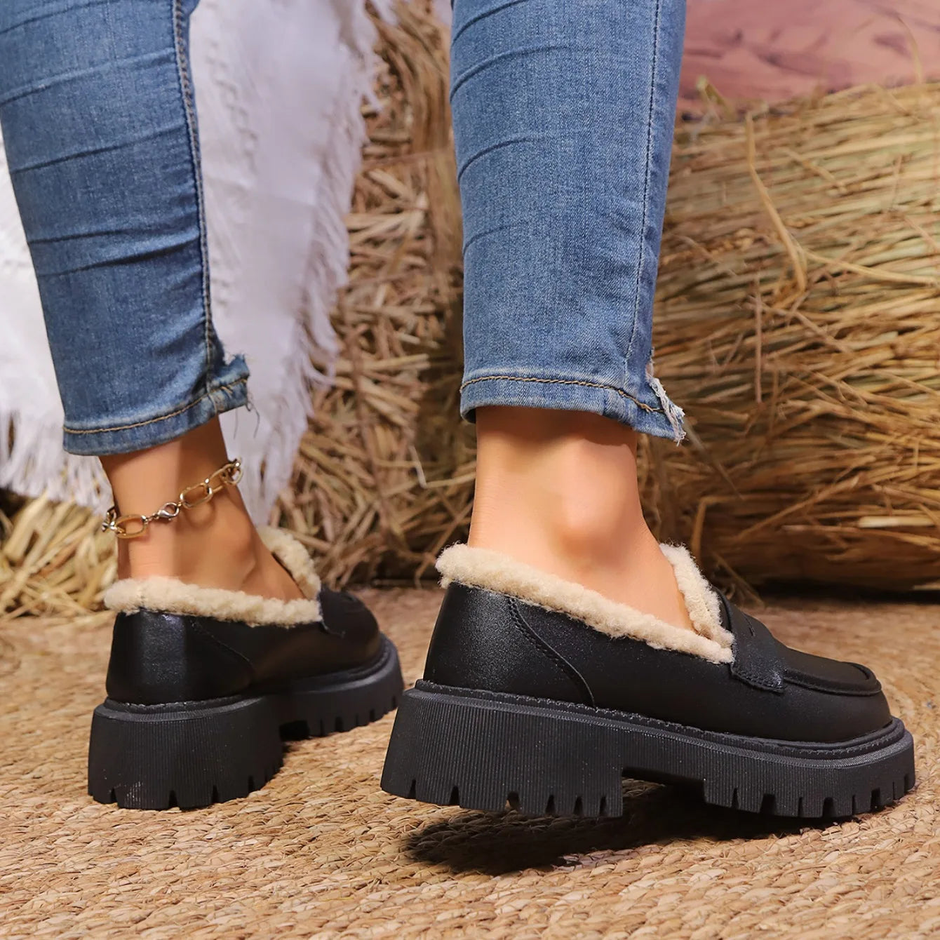 Dames Platformloafer met Sherpavoering 7