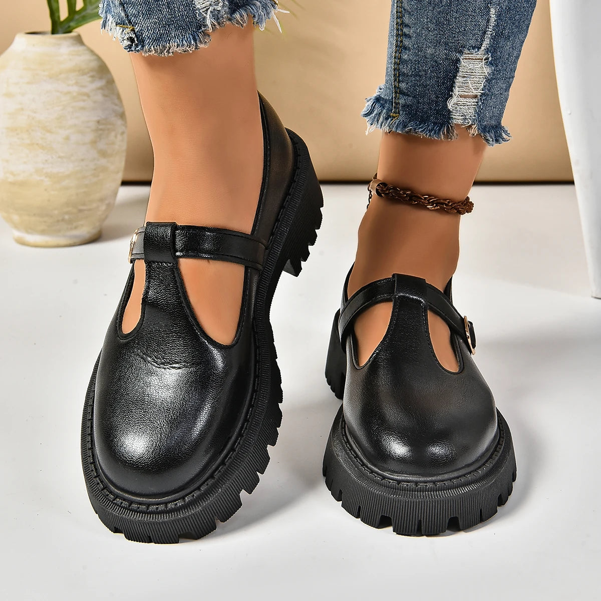 Dames Platformschoenen Retro Stijl met Gesp 2