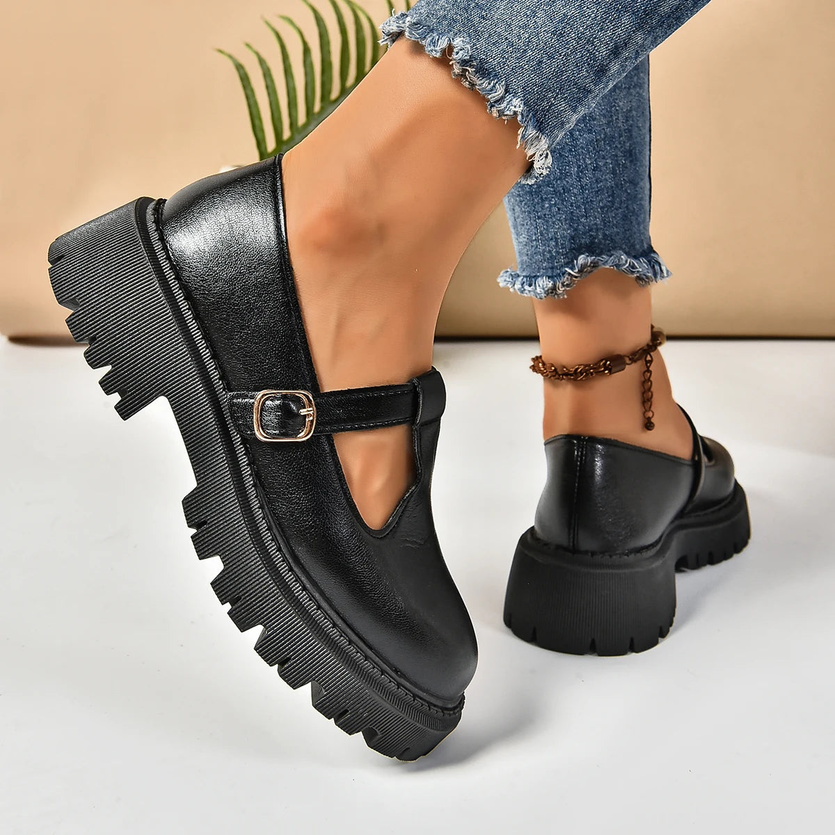 Dames Platformschoenen Retro Stijl met Gesp 3