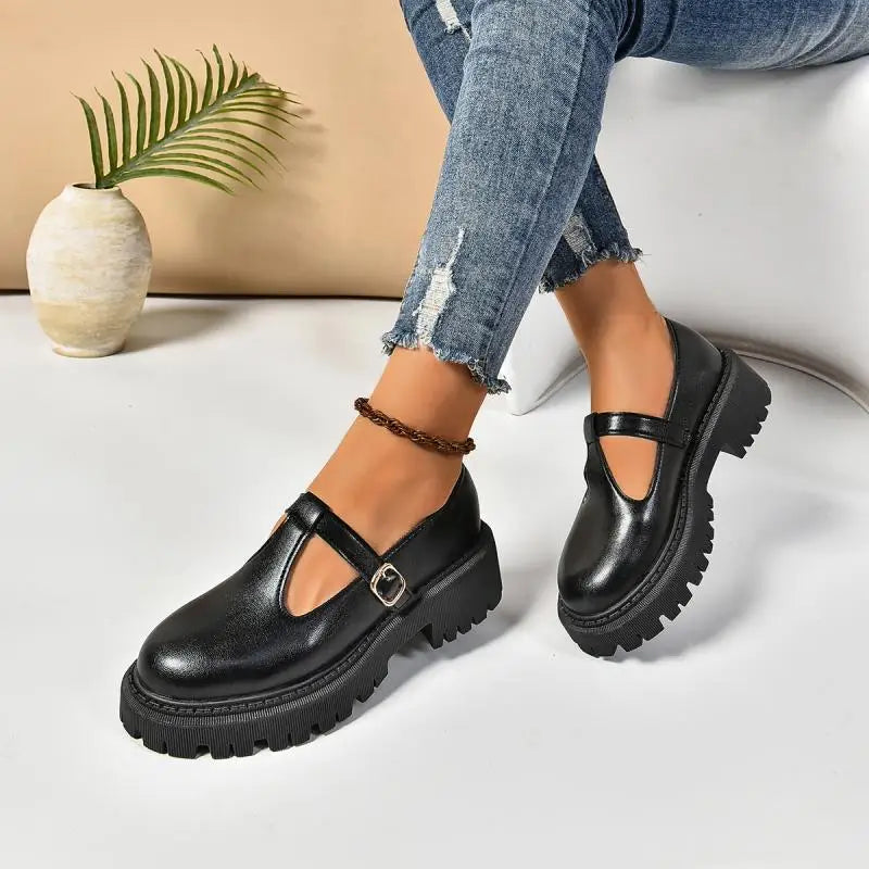 Dames Platformschoenen Retro Stijl met Gesp 6
