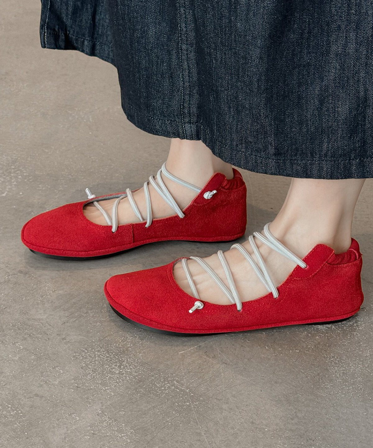 Dames Platte Gesplitste Voetschoenen met Kruisband 0
