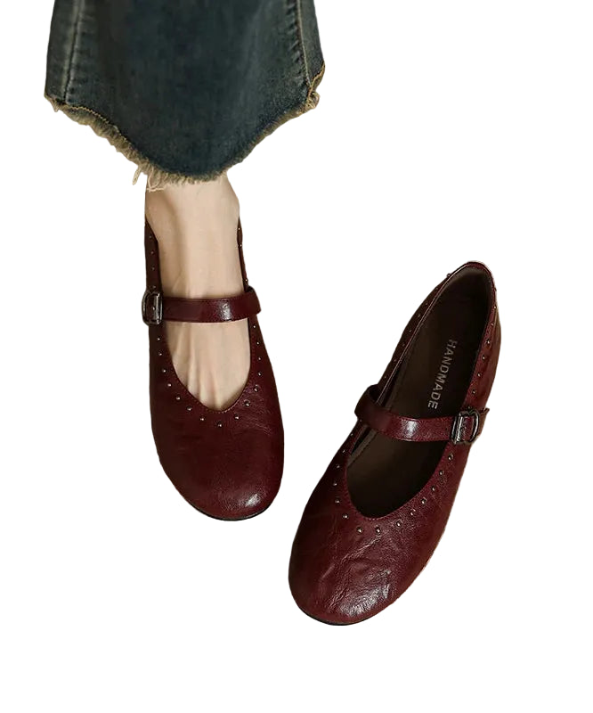 Dames Platte Schoenen Met Gesp En Klinknagels 0