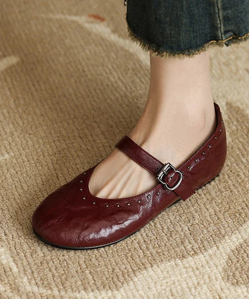Dames Platte Schoenen Met Gesp En Klinknagels 1
